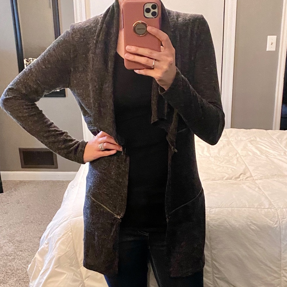 Dark Gray Zipper Cardigan